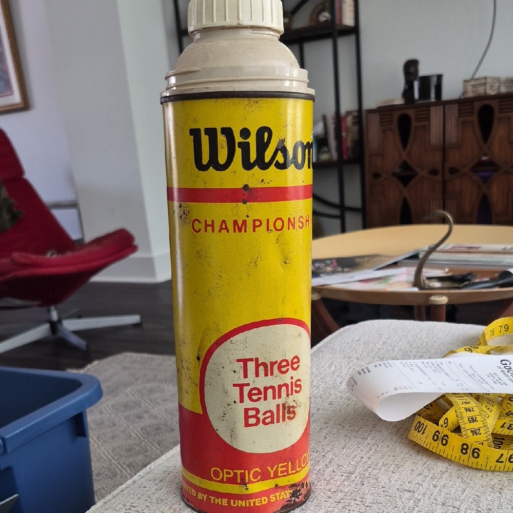 Wilson Thermos Yellow Three Tennis Balls Can Vintage